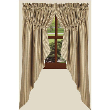 Black Nutmeg York Ticking Gathered Swag Lined C6880011 - The Fox Decor